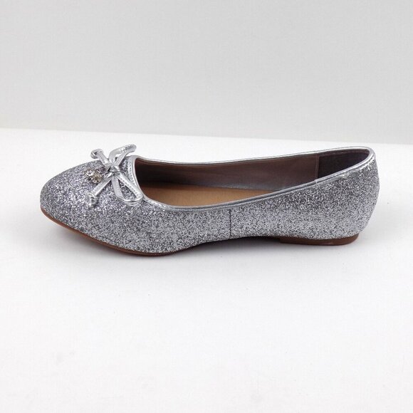 Torrid Ballet Flats Shoes Size 9 Bow & Gem Accent Silver Glitter - Picture 7 of 9